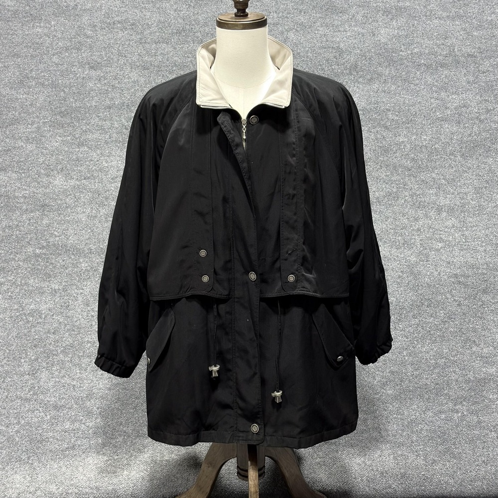 Carlo Briani Jacket Mens 2XL Black Long Zip Snap Car Coat Removable Liner